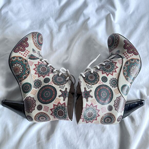 Goby Printed Side-Zip Lace-Up High Heel Booties Women's Boots EUR 39 Multi-Color - Picture 5 of 8